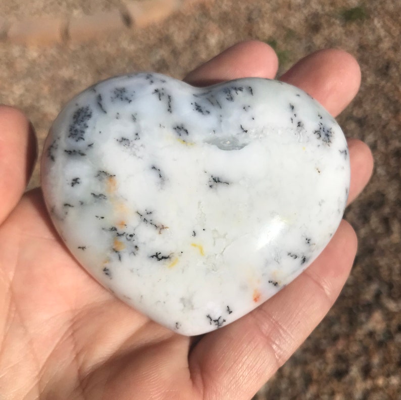 Dendritic opal crystal puffy heart