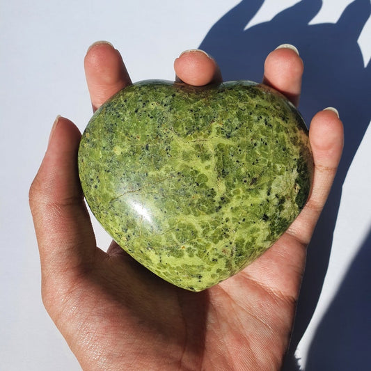 Green opal crystal large puffy heart