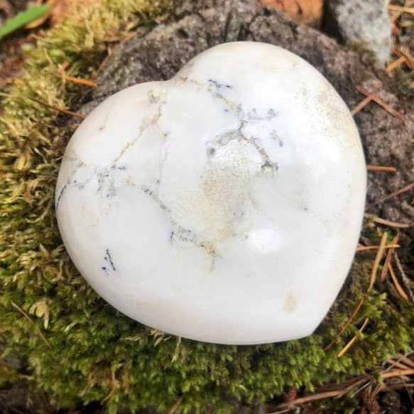 Dendritic opal crystal puffy heart