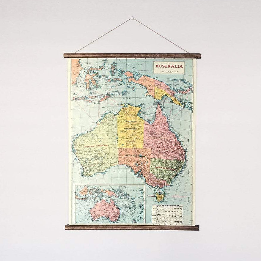 Australia vintage map chart poster print wall hanging