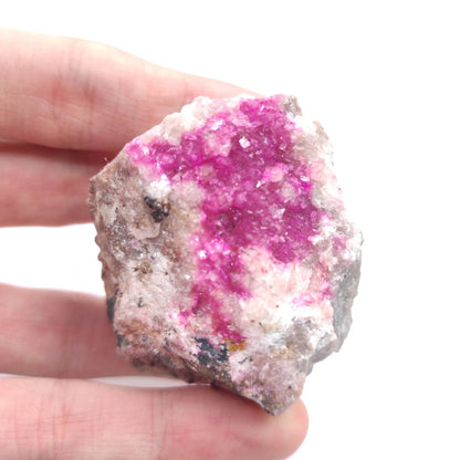 Hot pink Cobaltoan Calcite with green Malachite crystal specimen