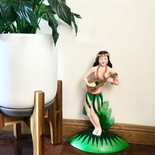 Hawaiian hula dancer garden decor / bookend / door stop / painted metal statue