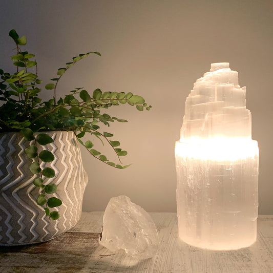 Selenite tower crystal lamp light