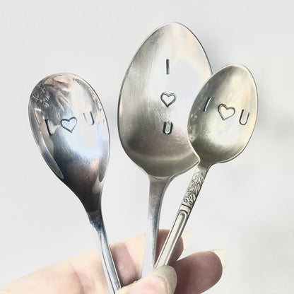 Custom made hand stamped vintage silver cutlery