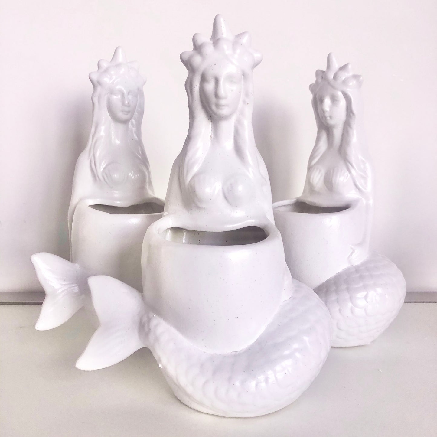 Mermaid ceramic planter pot vase
