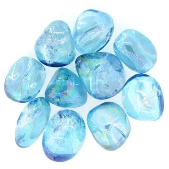 Aqua aura crystal tumble stone