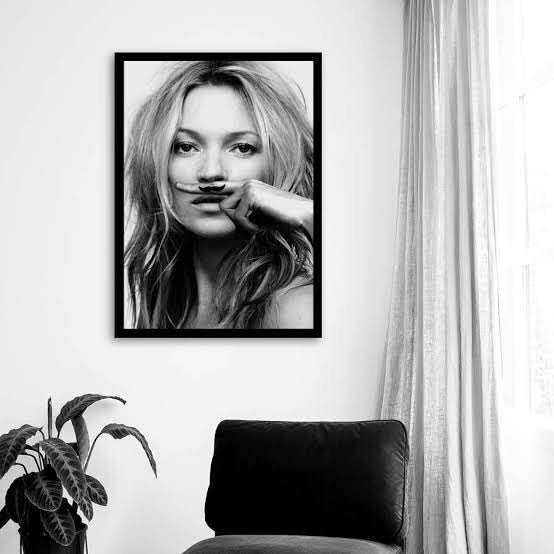 Kate Moss moustache Life is a joke canvas poster print