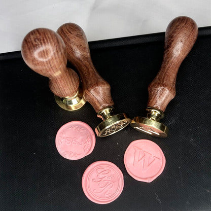 Custom made wax seal - business logo or wedding monogram - wooden brass sealing stamp