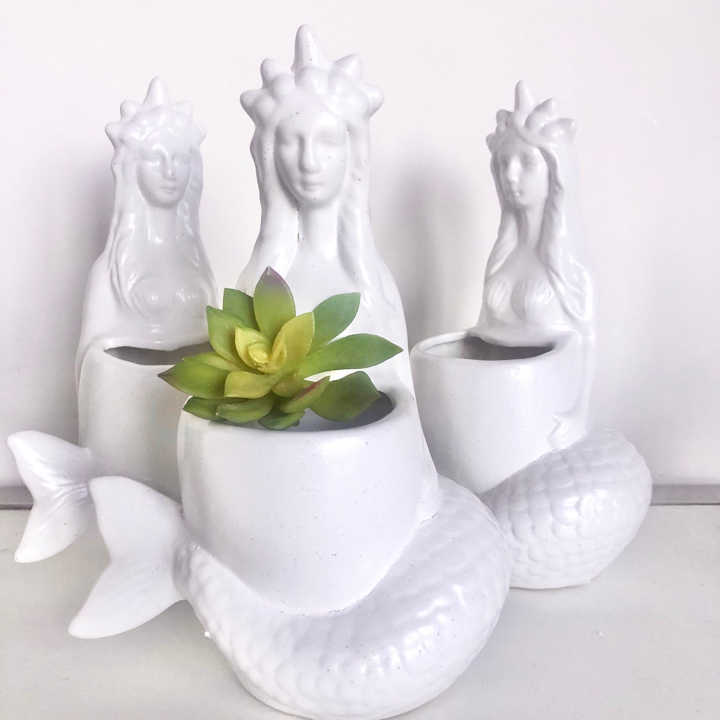 Mermaid ceramic planter pot vase