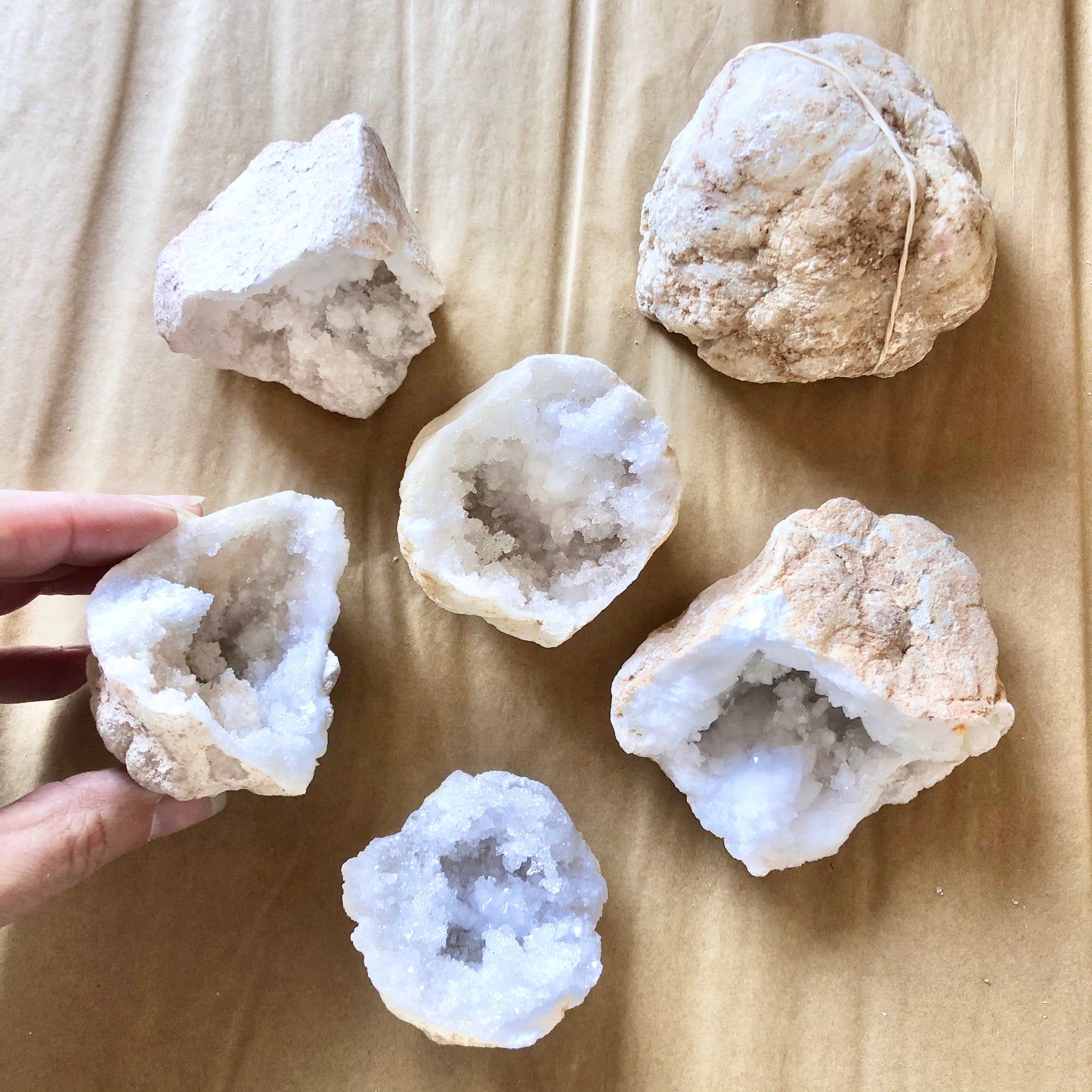 Clear quartz crystal geode cave love rock egg