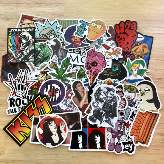 Pop culture sticker bomb pack - naughty / fun / art / skate / music ...