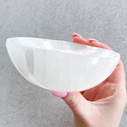 Selenite crystal bowl / carved plate crystal charging