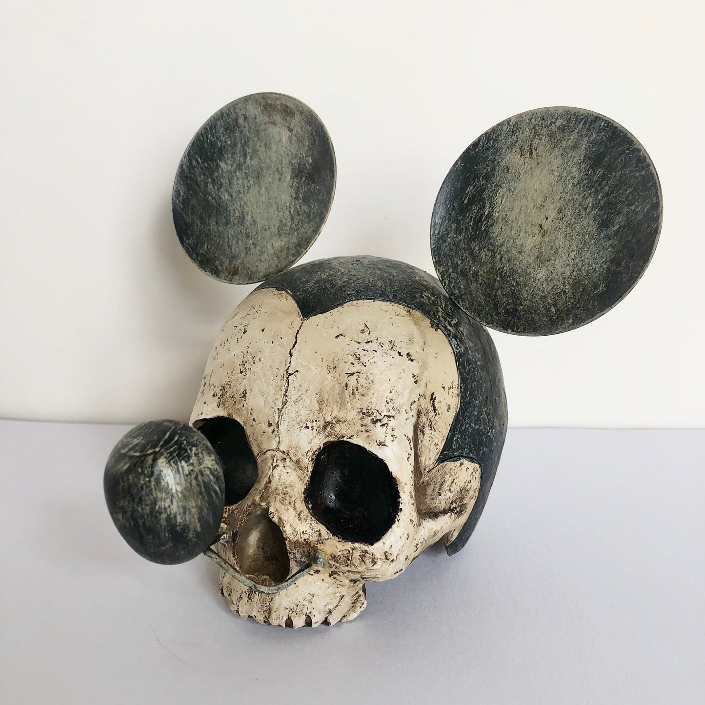 Hand painted vintage Mickey mouse skull collectible art statue - limited edition