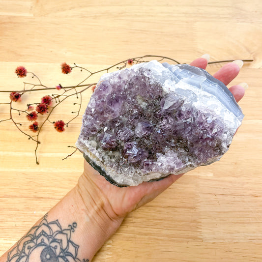 Purple Amethyst + Blue lace agate crystal cluster 1.16kg