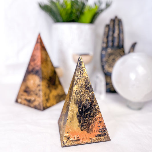 Hand made witches ritual brass pyramid lantern candle