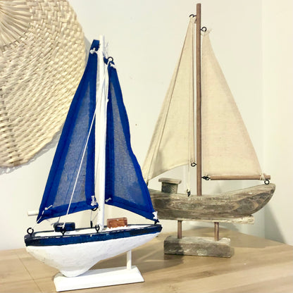 Wooden coastal sailing decor boat statue
