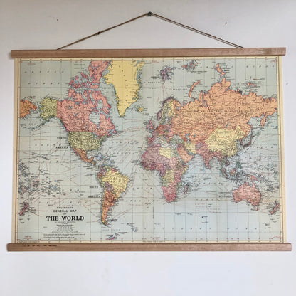 Stanfords world map vintage chart poster print