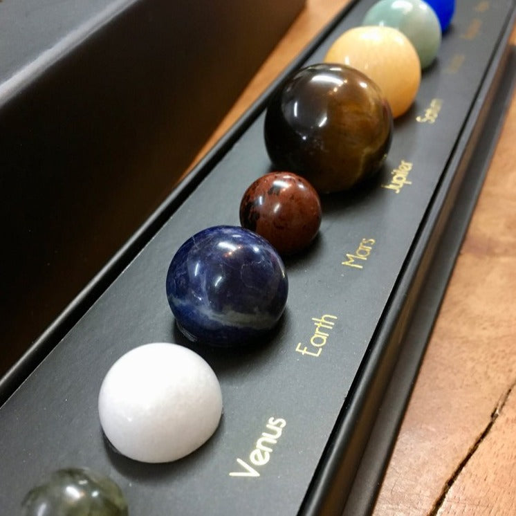 Crystal spheres gift box desk set of the solar system planets