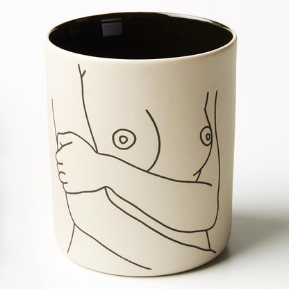 Life drawing / hand painted nude woman / boob vase planter pot