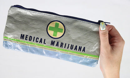 Weed money purse /  medical marijuana recycled plastic pouch / pencil case
