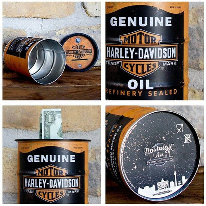Vintage Harley Davidson Motorcycles Genuine oil barrel storage box tin