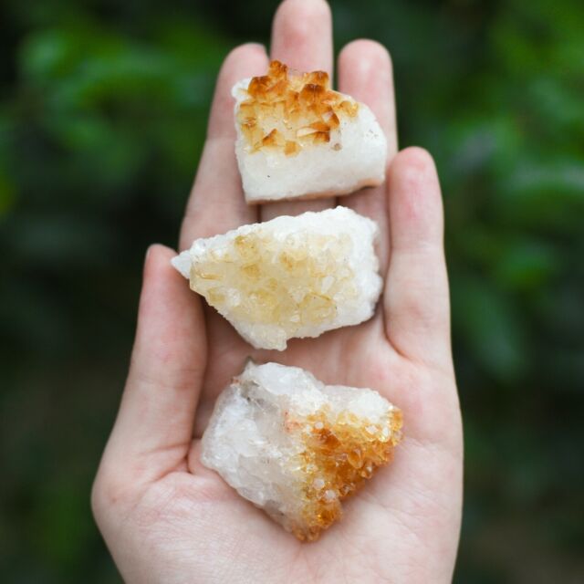 Raw citrine crystal cluster geode statue