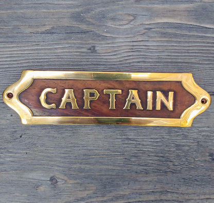 Pirates brass and wood door sign - captain