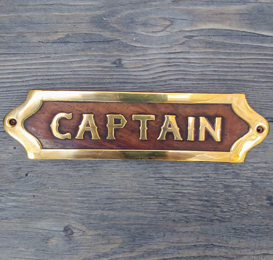 Pirates captain brass and wood door sign