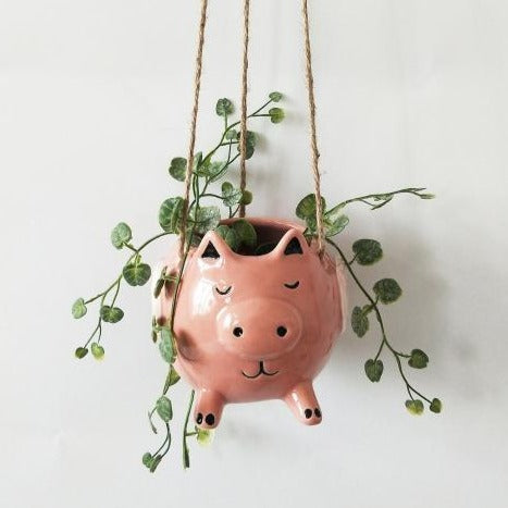 Pigs might fly hanging planter pot