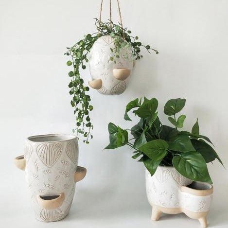 Glazed hanging / standing herb planter pot