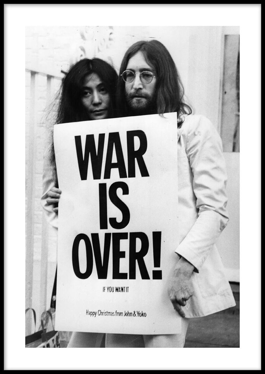 John Lennon pop culture war is over monochrome canvas print