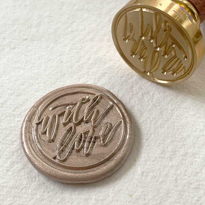 With love wax seal / wooden brass sealing stamp